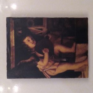 LUTE,  Atlantis Tile, like Sid Dickens. *Rare & Retired wall art, cherub angel